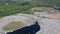 Aerial view of toxic lake in rural garbage dump