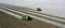 Aerial view of tractors harvesting cotton on a farm in Goias, Brazil