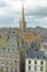 Aerial view of traditional house facades with chimneys and roofs and Saint Vincent Cathedral, located inside the walled city of