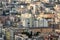 Aerial view of traditional red house roofs at the Naples Town Square, Napoli Italy . urban agglomeration