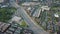 Aerial view on traffic freeway road 75 in Dallas, Texas by sunset