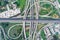 Aerial view of traffic intersection city road look down