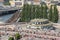 Aerial view of traffic point Slussen during the Stockholm Pride Parade