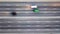 Aerial view traffic on the road blurred background. Photo from the drone