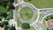 Aerial view of traffic roundabout intersection,