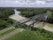 Aerial View of Train Bridge above Progo River in Yogyakarta, Indonesia