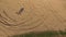 Aerial view of training a Wing Chun on a sand in warm day