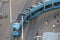 Aerial view tram on Ban Jelacic square in Zagreb, Croatia