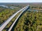 Aerial view of the Trammell bridge over the Apalachicola River in Florida, the United States