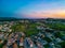 Aerial view of a tranquil small town at sunset in Portugal