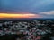 Aerial view of a tranquil small town at sunset in Portugal