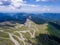 Aerial view of Transalpina Mountain Road, the highest mountain r