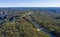 Aerial view of a transmission tower in The Blue Mountains