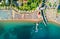 Aerial view of transparent turquoise sea