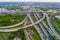 Aerial view transport city overpass road with vehicle movement