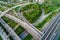 Aerial view transport city overpass road with vehicle movement