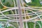 Aerial view transport city overpass road with vehicle movement