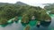 Aerial View Of Triton Bay With Turquoise Sea And Green Tropical Trees In Kaimana Islands. Wide Angle Nature; Pacific Lagoon