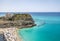 Aerial view of Tropea Beach and Santa Maria dell`Isola, Church - Tropea, Calabria, Italy