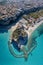 Aerial view of Tropea, house on the rock and Sanctuary of Santa Maria dell`Isola, Calabria. Italy. Tourist destinations