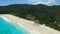 Aerial view of tropical beach (Grand Anse) on La Digue island, Seychelles.