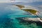 Aerial view of tropical beach landscape at addu city, Maldives