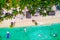 Aerial view of tropical beach. Saona island, Dominican Republic