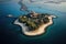 Aerial view of tropical island in indian ocean, Bali, Indonesia, Aerial View Of Palm Island In Dubai, AI Generated