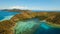 Aerial view tropical lagoon,sea, beach. Tropical island. Busuanga, Palawan, Philippines.