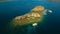 Aerial view tropical lagoon,sea, beach. Tropical island. Busuanga, Palawan, Philippines.