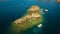 Aerial view tropical lagoon,sea, beach. Tropical island. Busuanga, Palawan, Philippines.