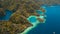 Aerial view tropical lagoon,sea, beach. Tropical island. Busuanga, Palawan, Philippines.