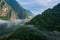 Aerial view of tropical rainforest. North Laos. Southeast Asia. Photo made by drone from above. Bird eye view