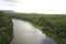 Aerial view of tropical rainforest with river