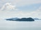 Aerial view on the tropical sea and islands on horizon at the Koh Chang island, Thailand.