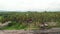 Aerial view of tropical virgin beach with black sand.