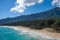 Aerial view of Tropical white sand Waimanalo Beach Oahu Hawaii