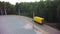 Aerial view of trucks parked in front of industry building. Clip. Aerial. Aerial Top View of White Semi Truck with Cargo