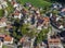 Aerial view of the Tuechersfeld village, a symbol of Franconian Switzerland in Germany