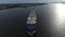 Aerial view of tugboat and cargo ship Delaware River Philadelphia