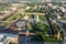 Aerial view of Tula Kremlin and Epiphany Cathedral - ancient Orthodox Church in city downtown, drone photo