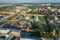 Aerial view of Tula Kremlin and Epiphany Cathedral - ancient Orthodox Church in city downtown, drone photo from above