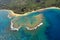 Aerial view of Tunnels beach, Kauai