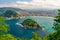 Aerial view of turquoise bay of San Sebastian or Donostia with beach La Concha, Basque country, Spain