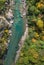 Aerial view of turquoise mountain river