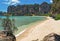 Aerial view of turquoise sea Ao Nang beach Railay Bay Krabi Thailand