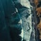 Aerial view of turquoise waves crashing against rocky shoreline. a captivating nature scene for artistic and travel