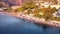 Aerial view of Turunc village in the Marmaris district, Turkey. Sunrise morning time in quiet touristic resort