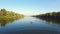 Aerial view of two athletes kayaking and canoeing in rowing canalAerial view of two athletes kayaking and canoeing in rowing canal