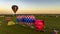 Aerial View on Two Hot Air Balloons Launching, in the Early Morning, From a Field in Rural America